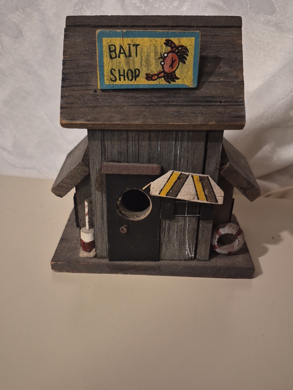 Coastal Gray 'Bait Shop' Decorative Wooden Birdhouse
